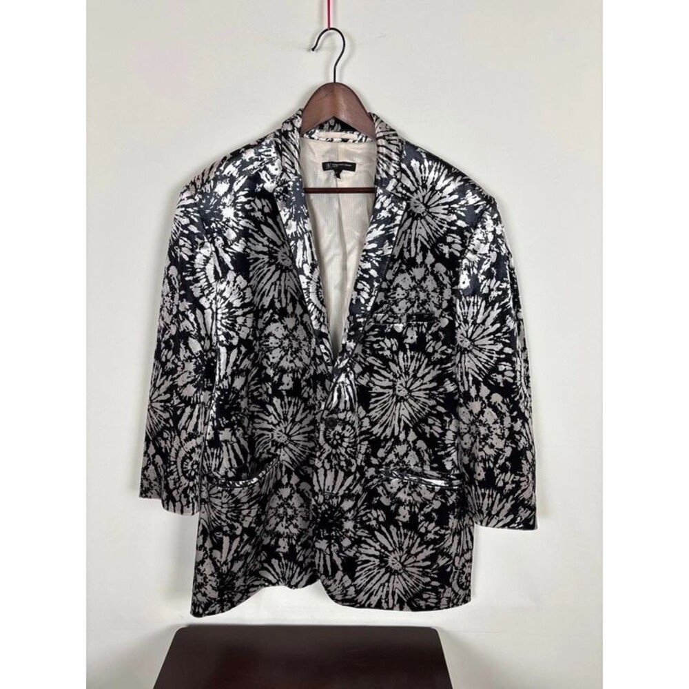 Altered Sleeves INC International Black Gray Velvet Suit Jacket Blazer Men’s XL